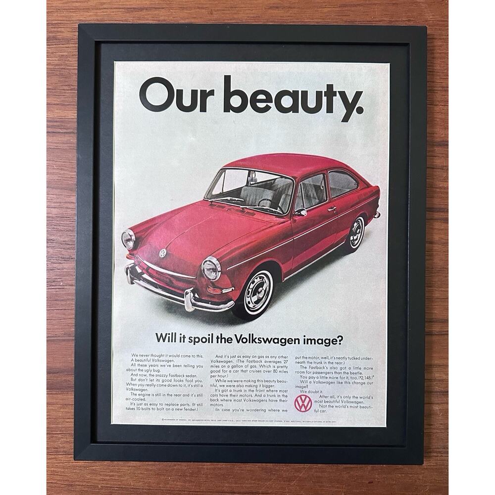 Framed 1967 Vintage Volkswagen Print Ad Our Beauty